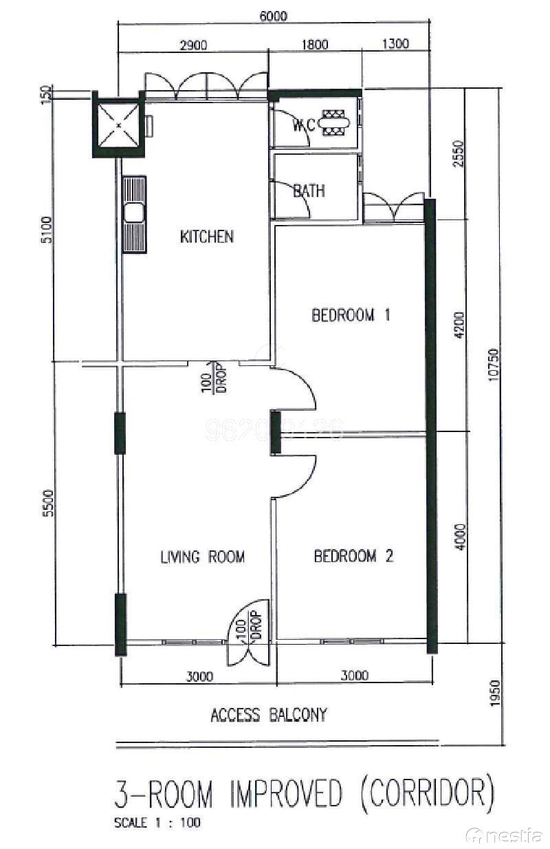 2 Jalan Bukit Merah,Entire unit,2 Bedrooms,HDB flat for Rent ,by 
